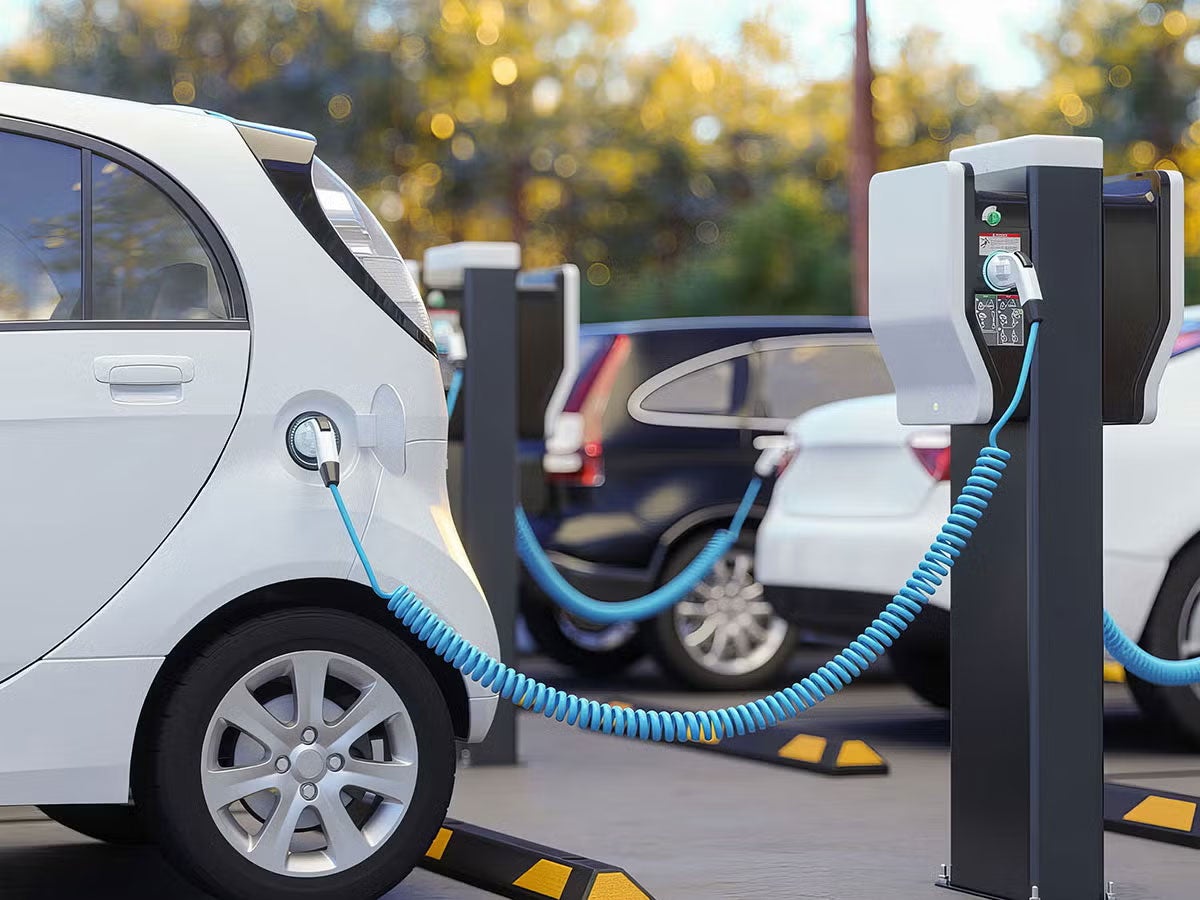 Electric vehicle at a charging port