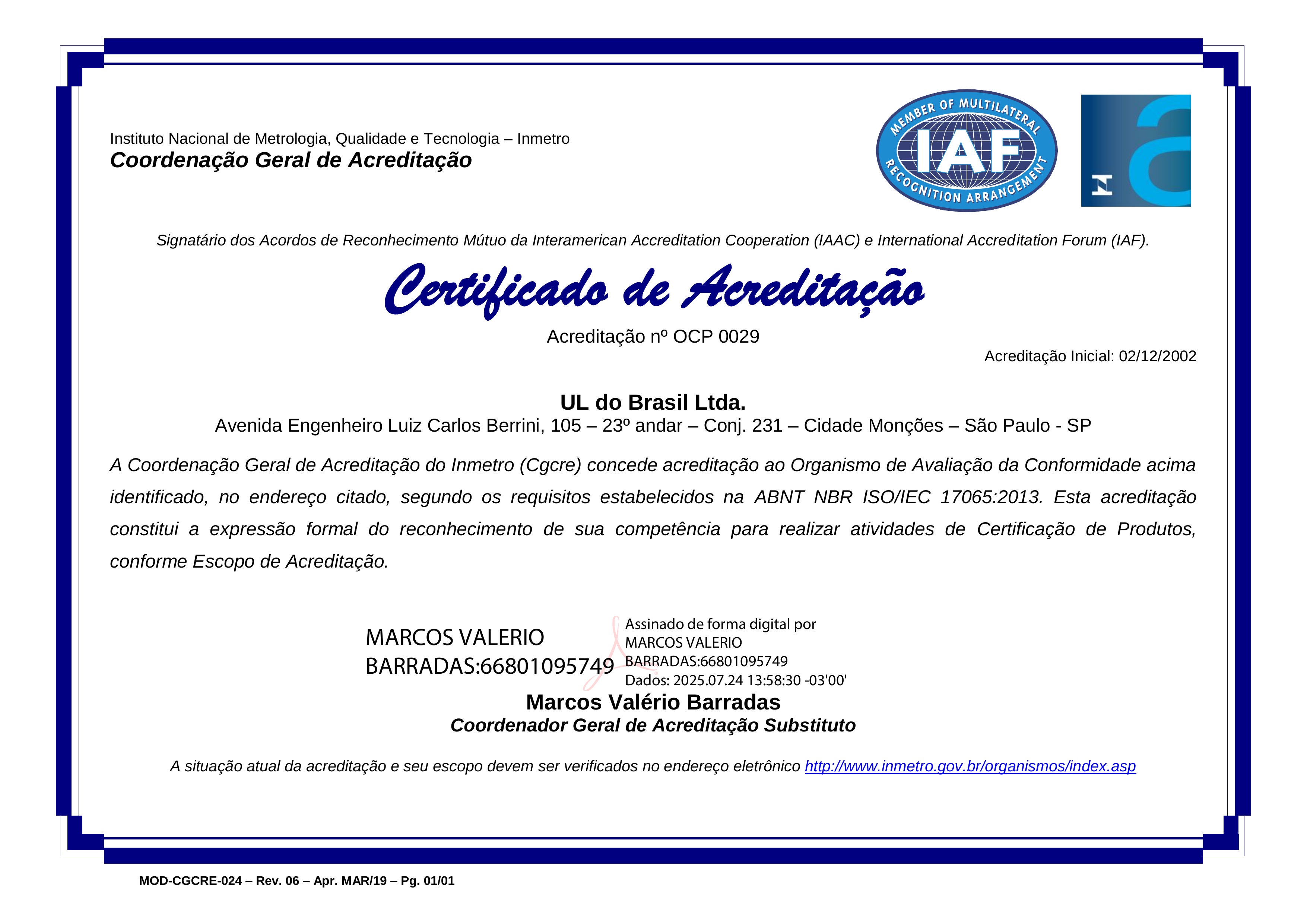 accreditation certificate