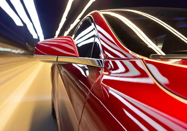 Close up of a car under lights