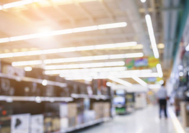 Blurry image of a shopping aisle