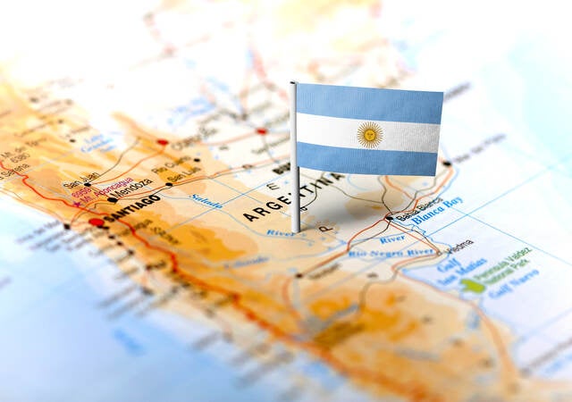 Argentina map with flag