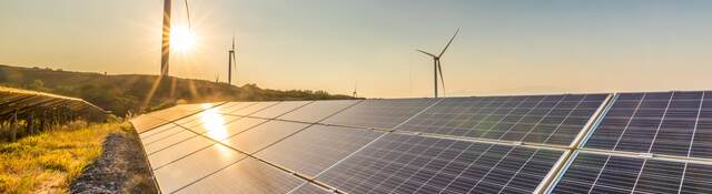 Solar panels and wind turbines