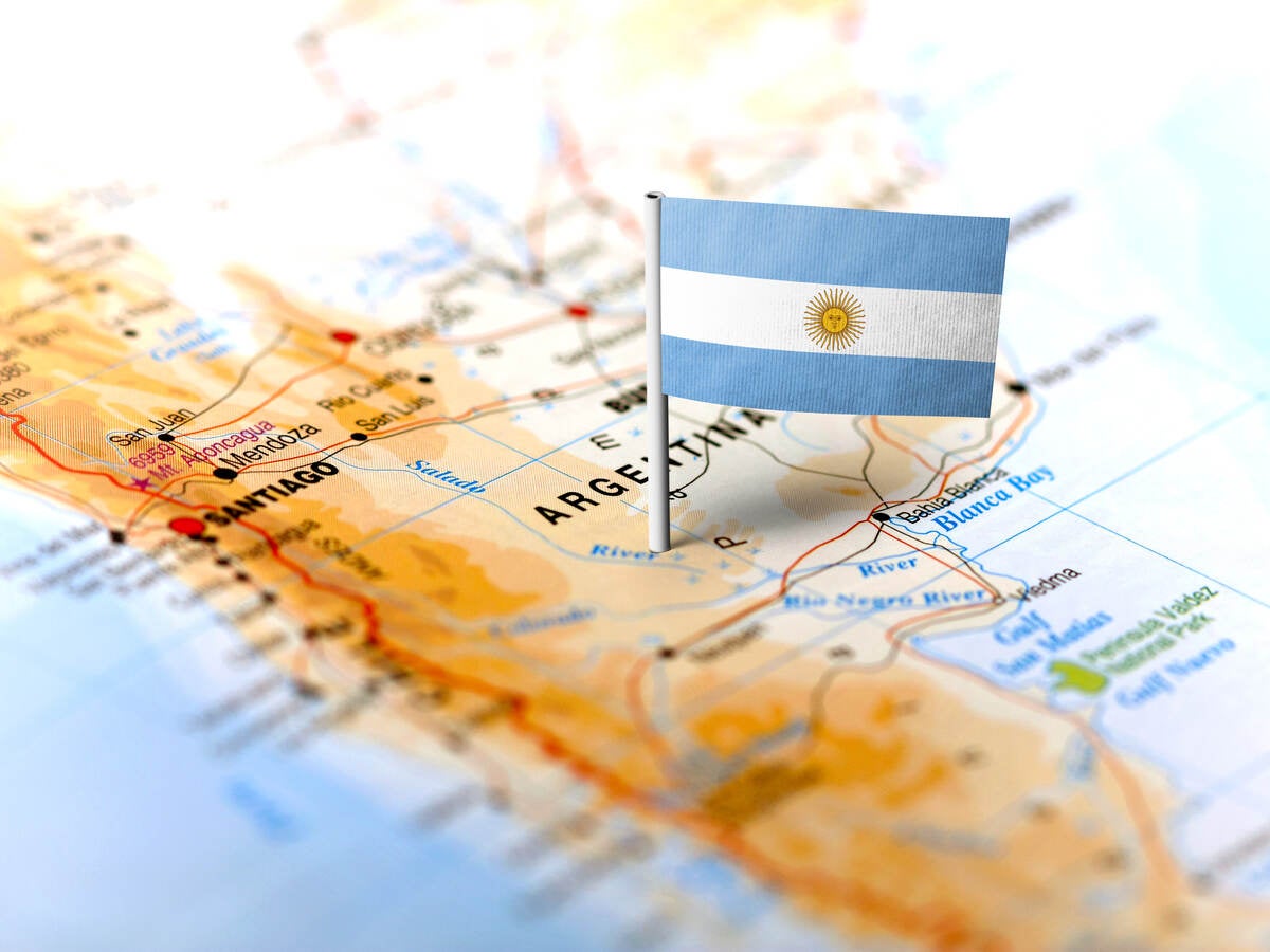 Argentina map with flag