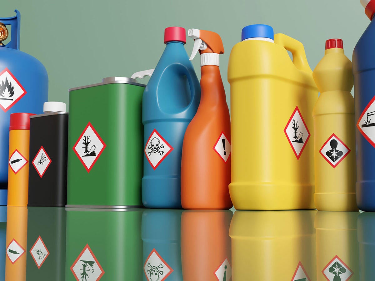 Plastic bottles with warning labels