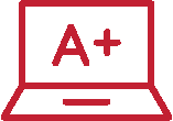 Icon of laptop with letter A on the screen