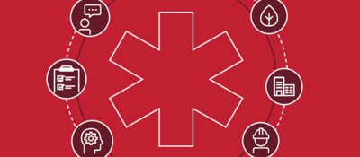 Safety icon on red background