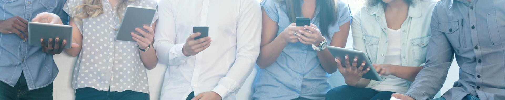 Young People holding smartphones